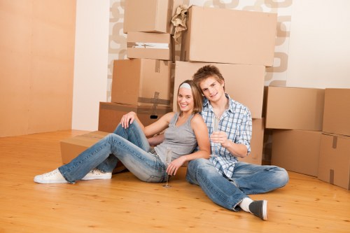 Removal truck and moving boxes for a St Lukes home move
