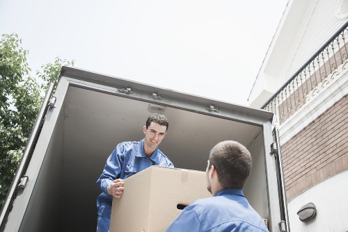 Prepared moving boxes and furniture ready for a St Lukes van service